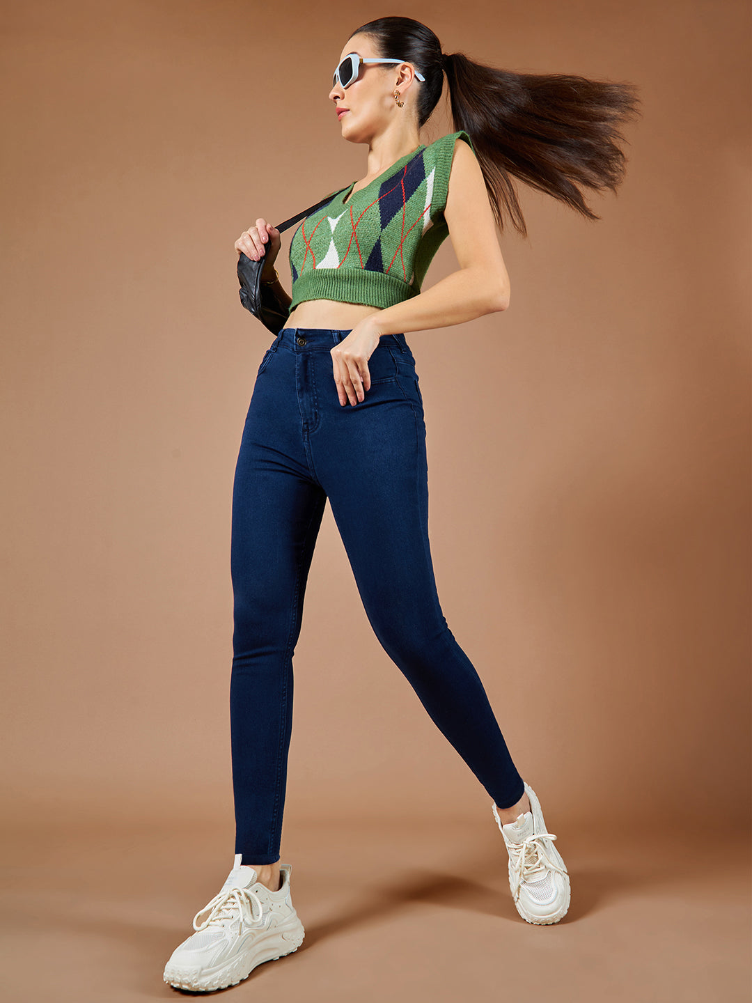 Women's Navy-Blue Skinny High-Rise Stretchable Denim Jeans