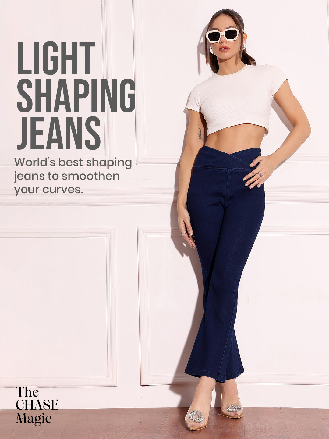 CHASEshape™ Light-Shaping Bootcut High-Rise Navy Blue Denim Jeans