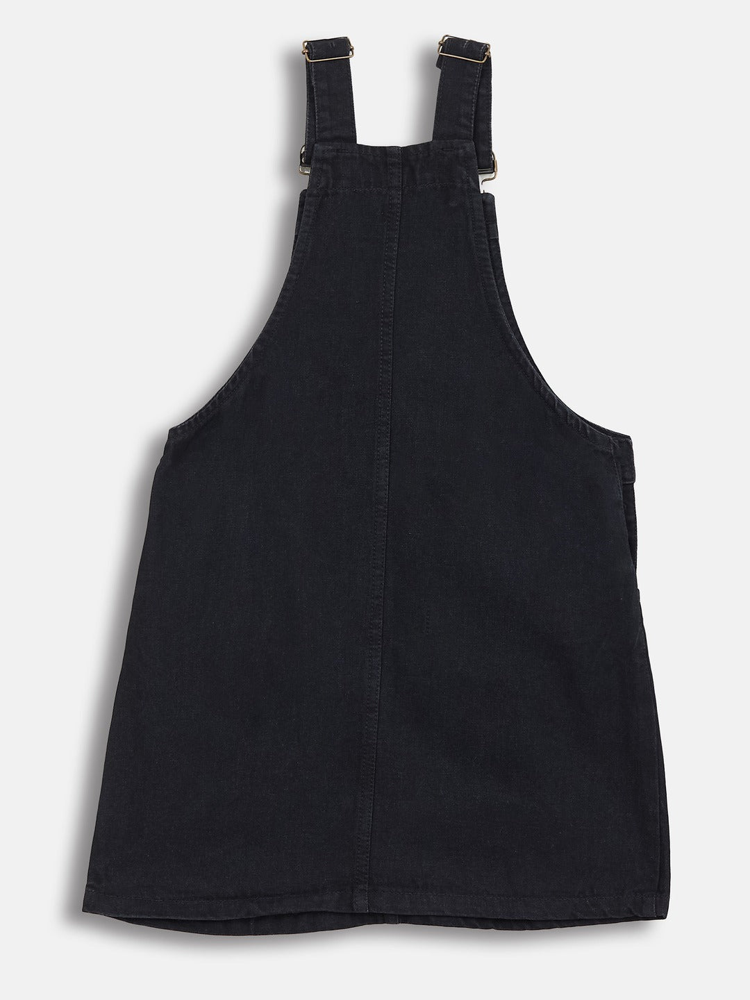 Black Straight Fit Clean Look Regular-Length Denim Dungaree for Girls/Teenagers