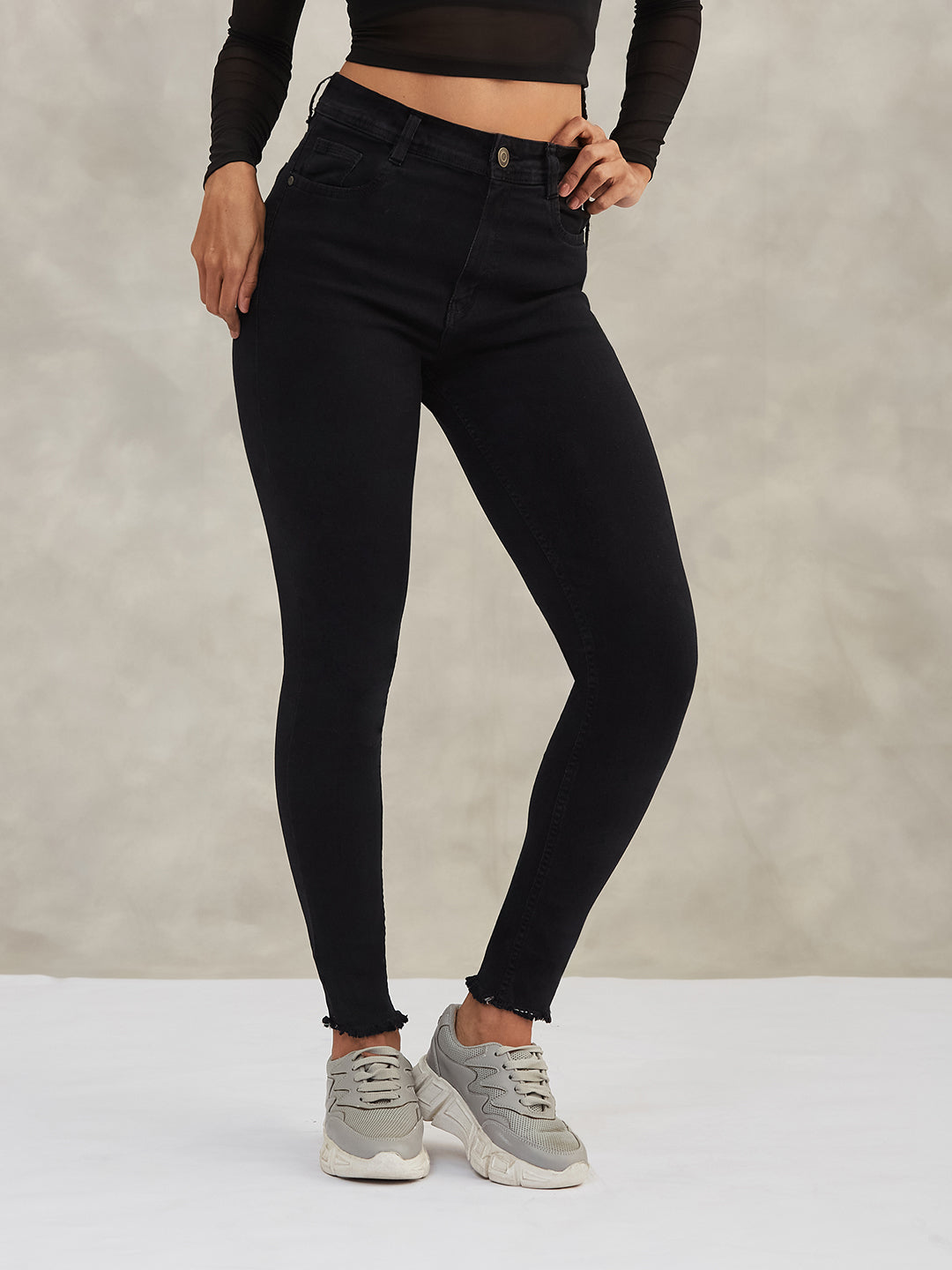 Women's Black Slim-Fit High-Rise Denim Jeans
