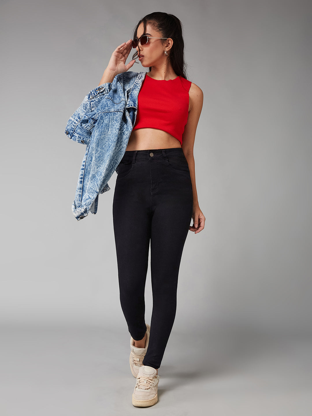 Women's Black Skinny High-Rise Stretchable Denim Jeans
