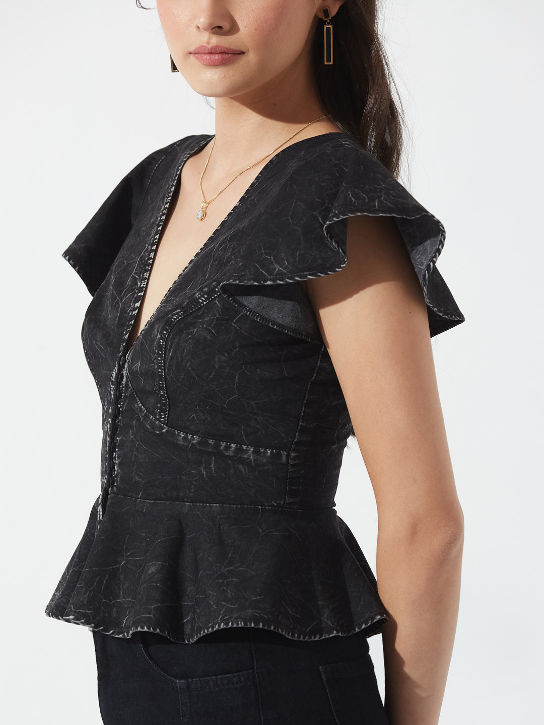 Black Denim top — Miss Chase