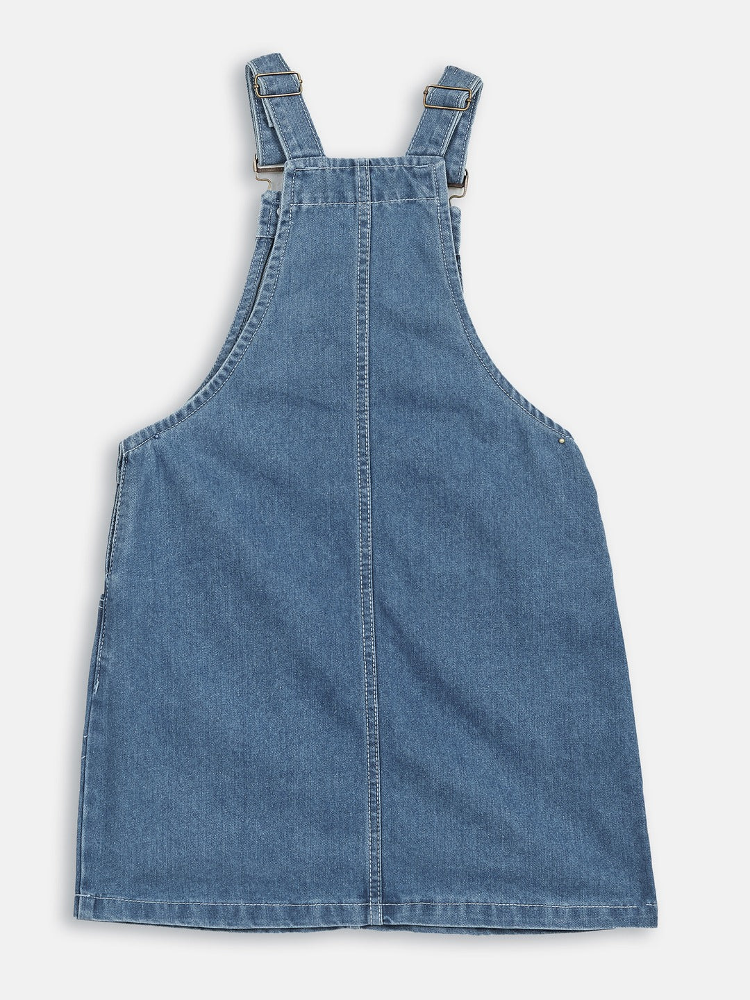 Blue Straight Fit Clean Look Regular Denim Dungaree for Girls/Teenagers
