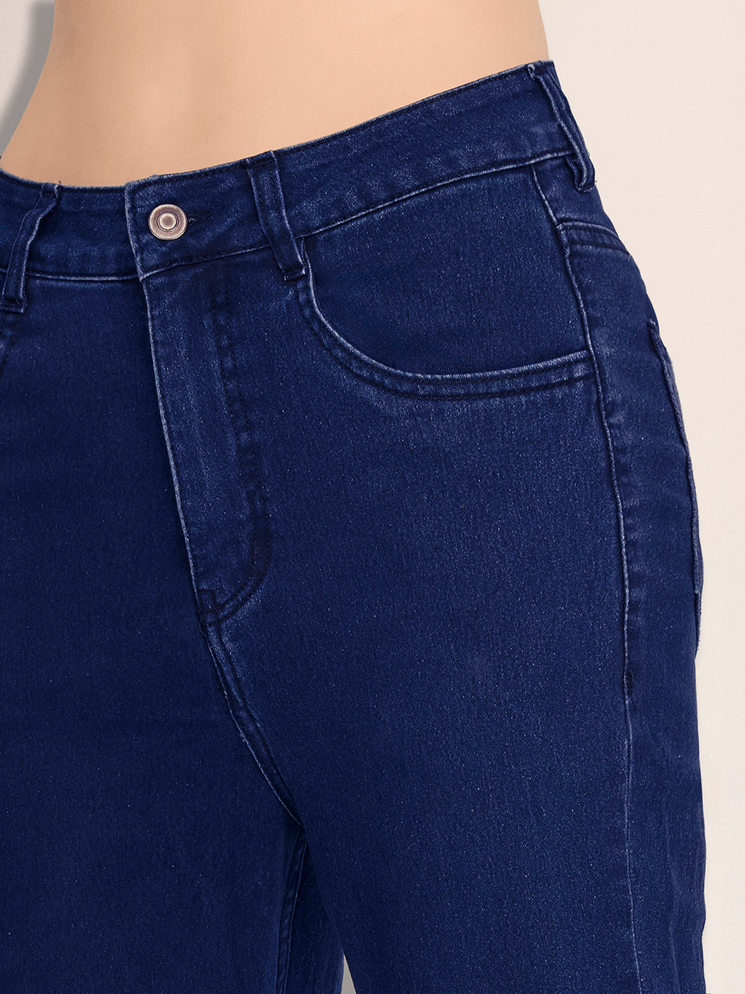 CHASEshape™ Navy-Blue Bootcut High-Rise Stretchable Denim Jeans for Women