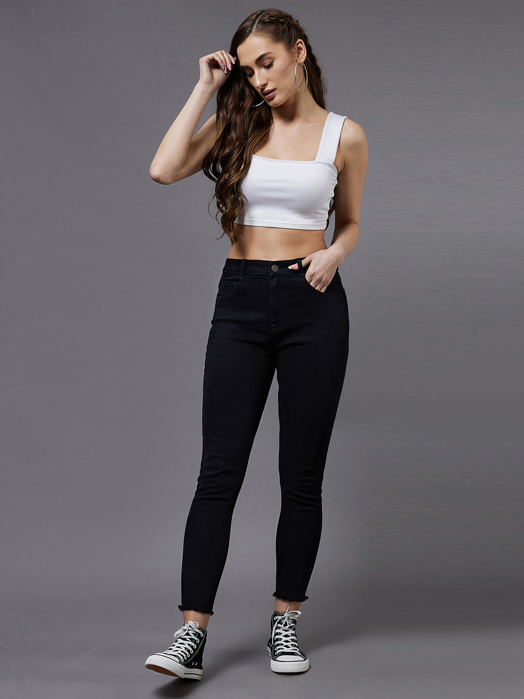 24/7 Women's Black OD Skinny High Rise Stretchable Denim Jeans