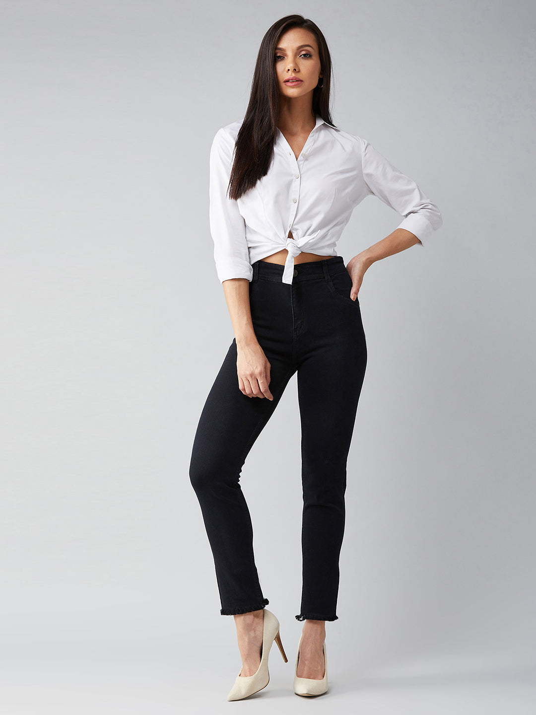 24/7 Comfort Black Slim-Fit High-Rise Denim Jeans
