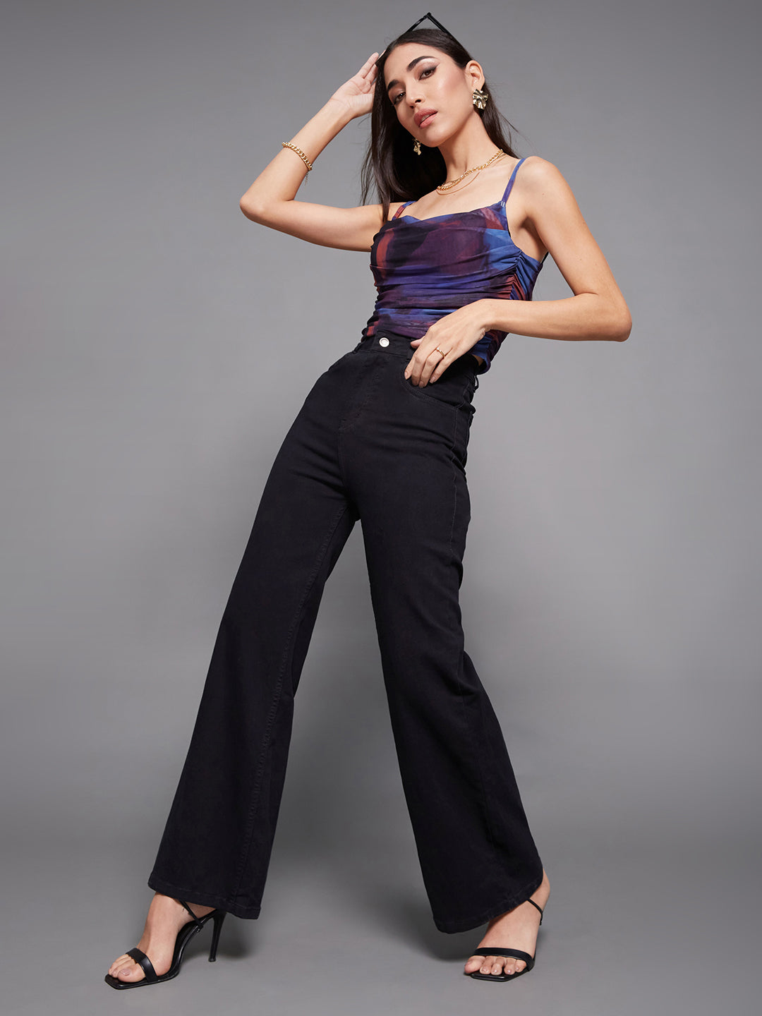CHASEstretch™ Black Wide-Leg High-Rise Stretchable Denim Jeans