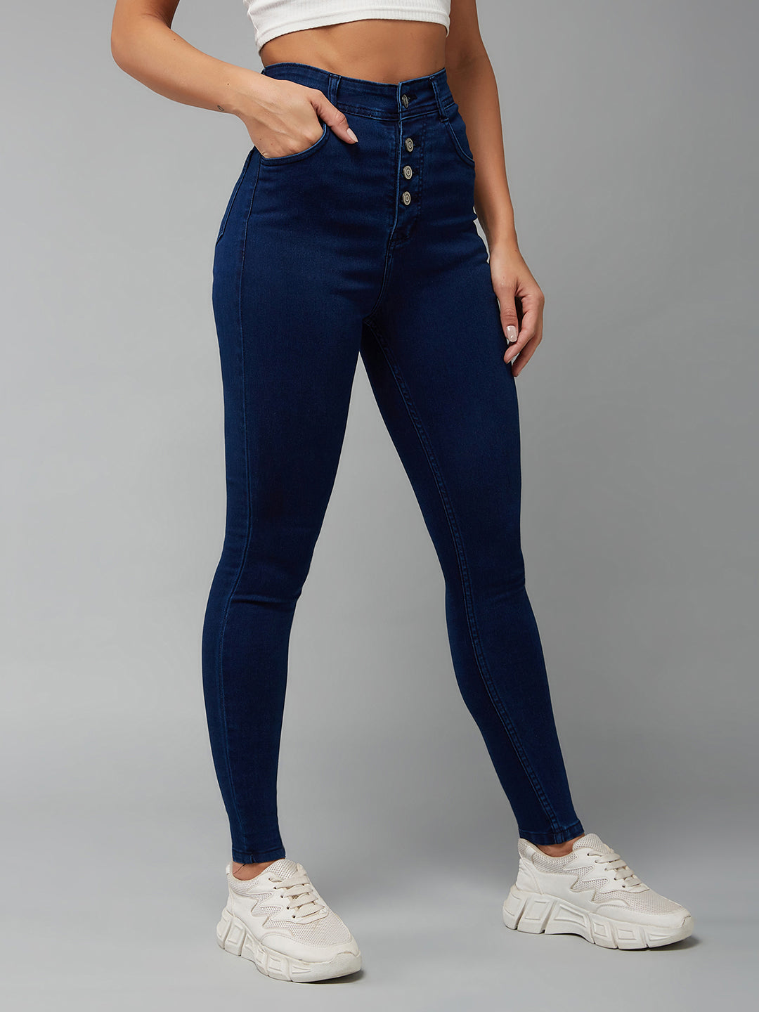 CHASEstretch™ Navy-Blue Skinny-Fit High-Rise Denim Jeans