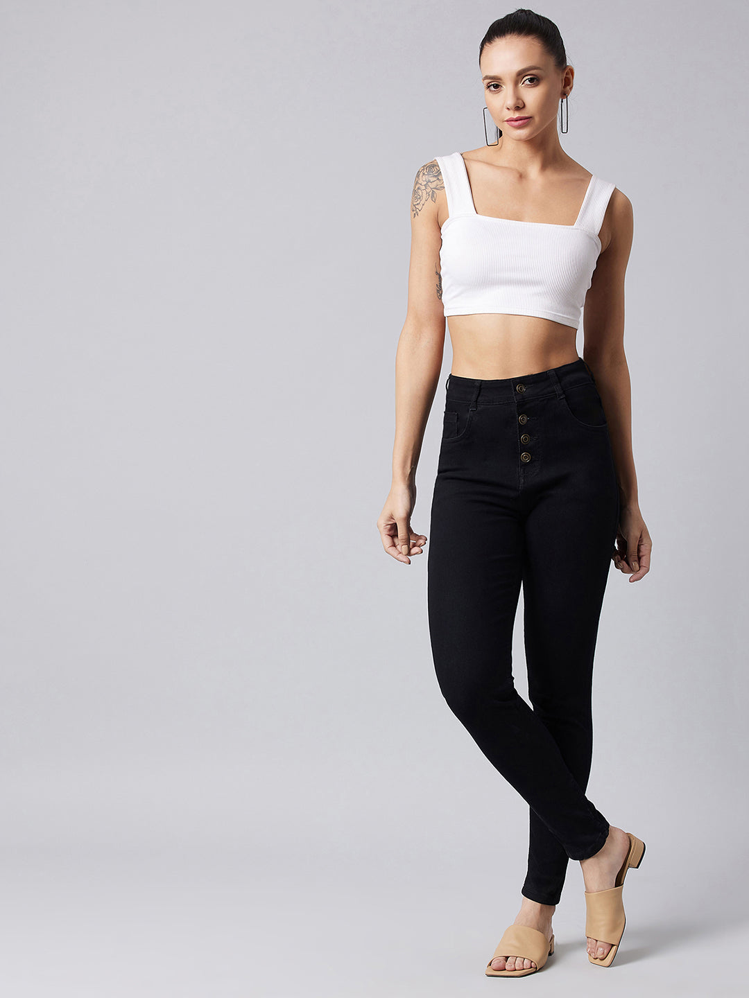 24/7 Comfort Black Skinny-Fit High-Rise Stretchable Denim Jeans