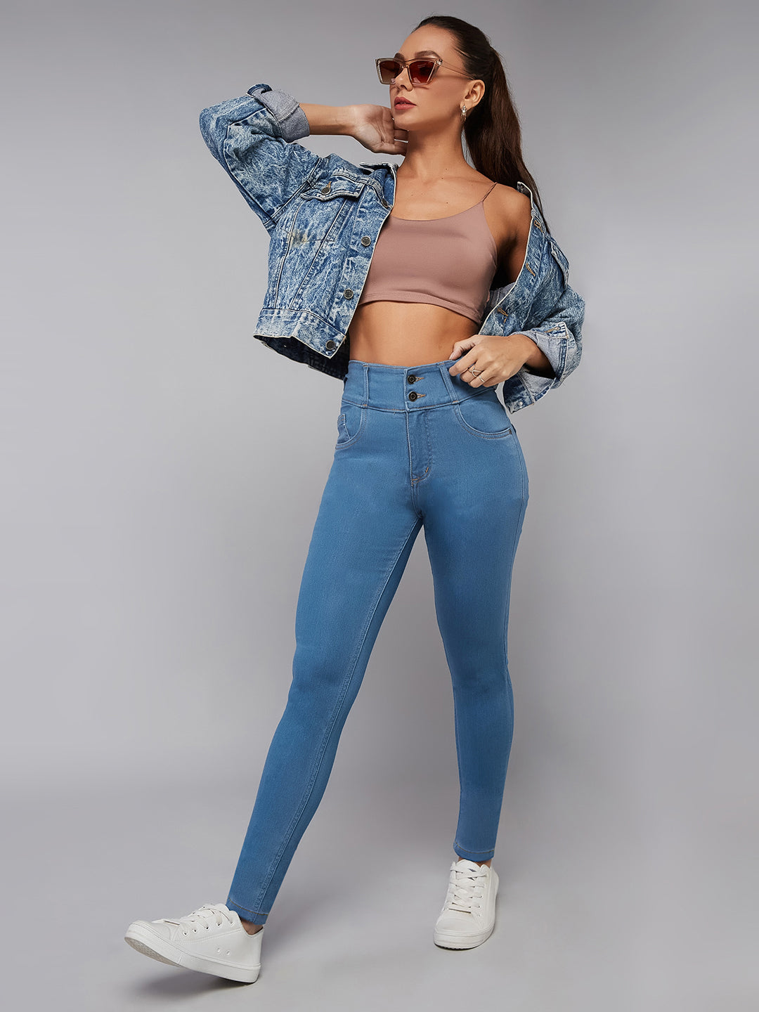 24/7 Comfort Blue Skinny-Fit High-Rise Stretchable High-Rise Denim Jeans
