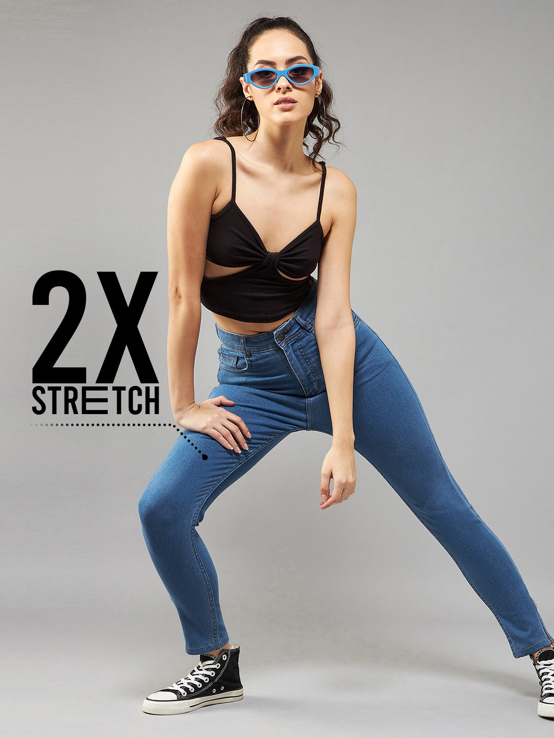 CHASEstretch™ Blue Skinny-Fit High-Rise Cropped Denim Jeans
