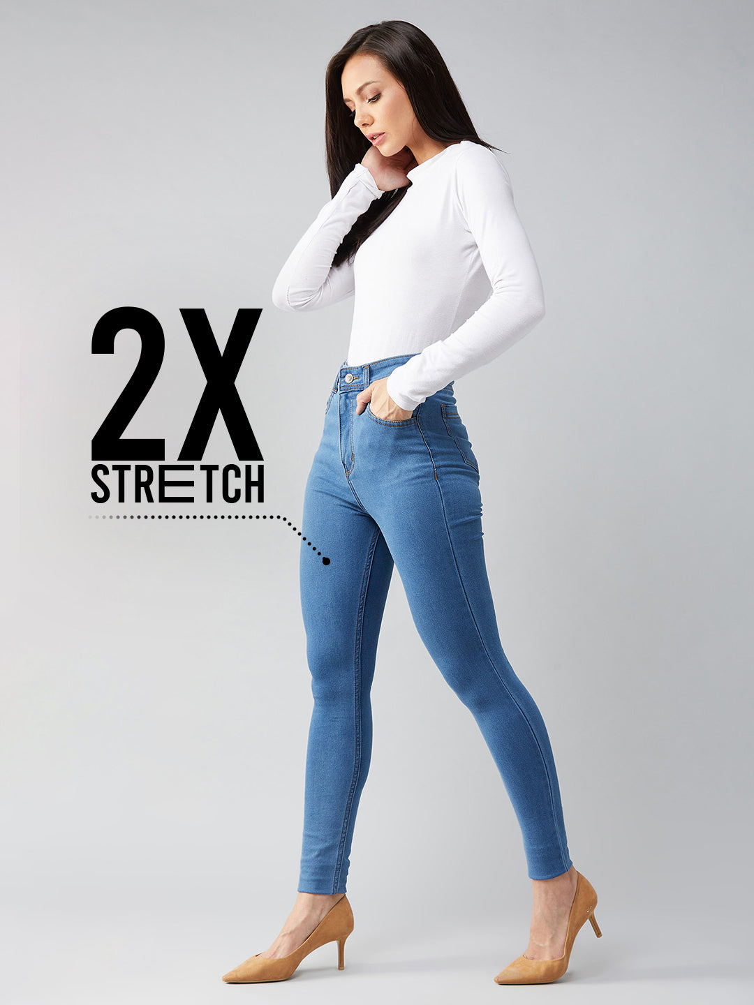 CHASEstretch™ Blue Skinny High-Rise Distressed Denim Jeans