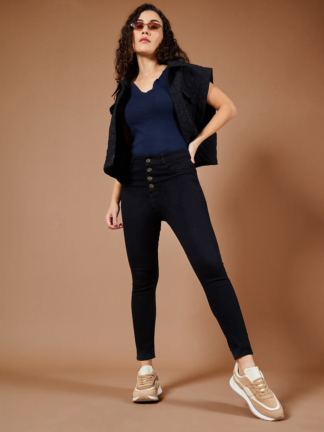 24/7 Comfort Black Skinny-Fit High-Rise Stretchable Denim Jeans