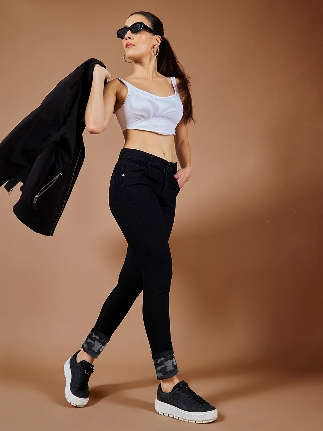 24/7 Comfort Black High-Rise Slim-Fit Stretchable Denim Jeans
