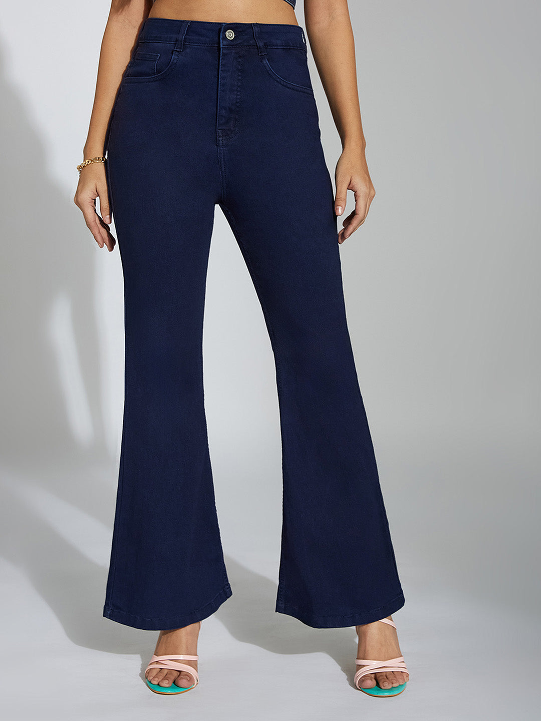 CHASEshape™ Navy-Blue Bootcut High-Rise Denim Jeans