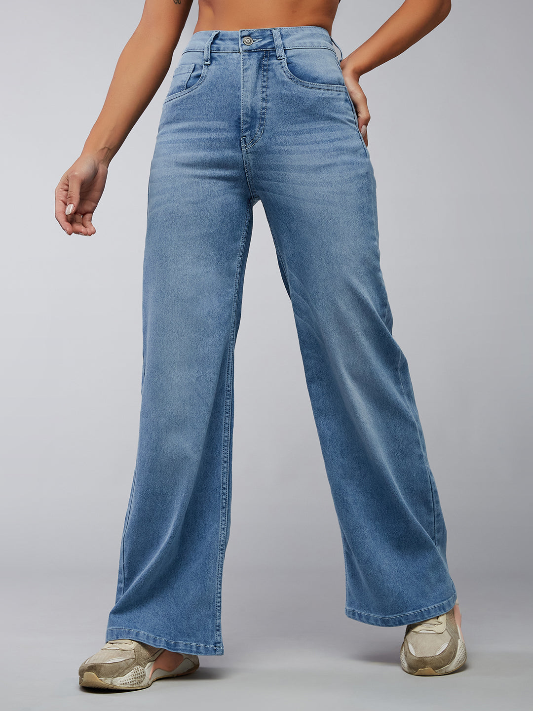 CHASEshape™ Light-Blue Wide-Leg High-Rise Stretchable Denim Jeans