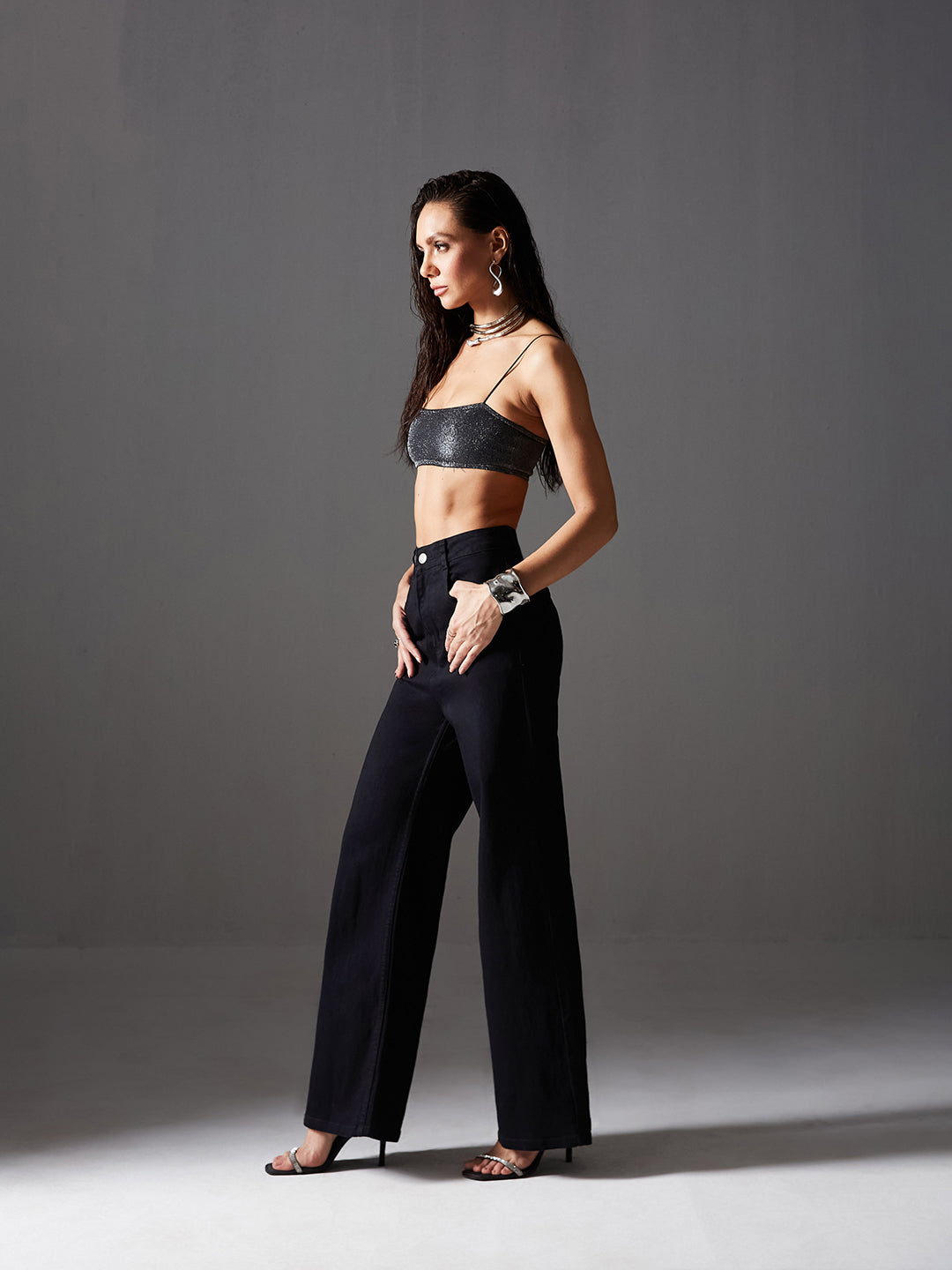 CHASEstretch™ Black Wide-Leg High-Rise Denim Jeans