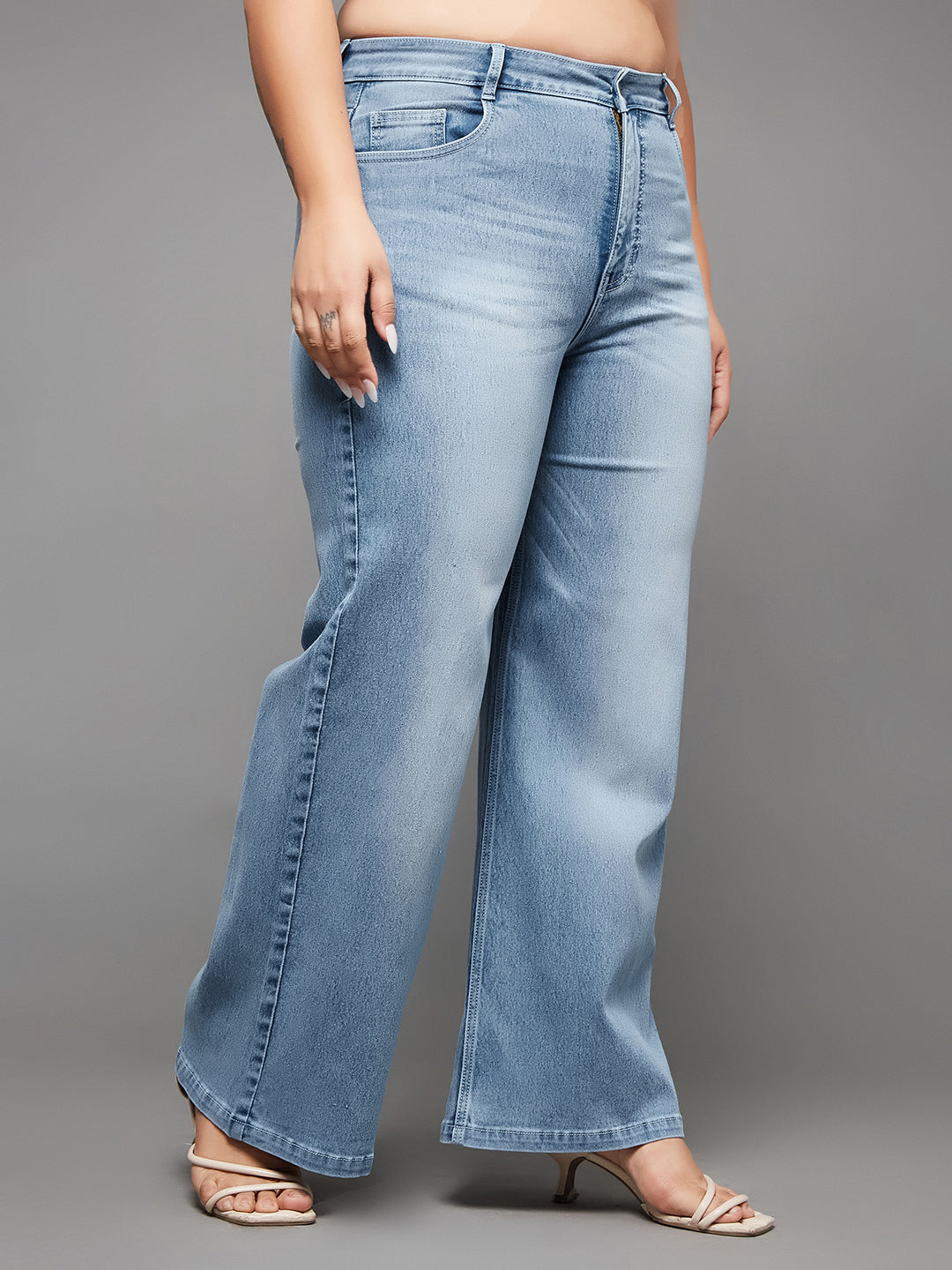 CHASEshape™ Light-Blue Wide-Leg High-Rise Denim Jeans