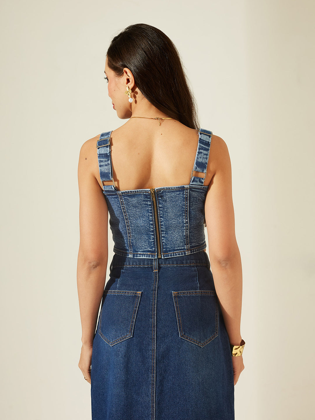 Navy Blue Sweet Heart Sleeveless Solid Bustier Top Crop Navy Blue Top For Women