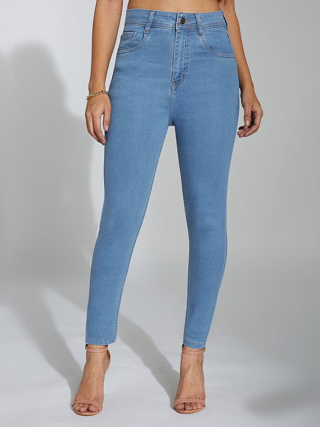 24/7 Comfort Blue Skinny High-Rise Distressed Denim Jeans