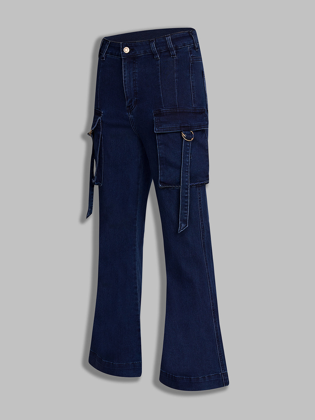 Women's Navy Blue Bootcut High-Rise Stretchable Denim Jeans