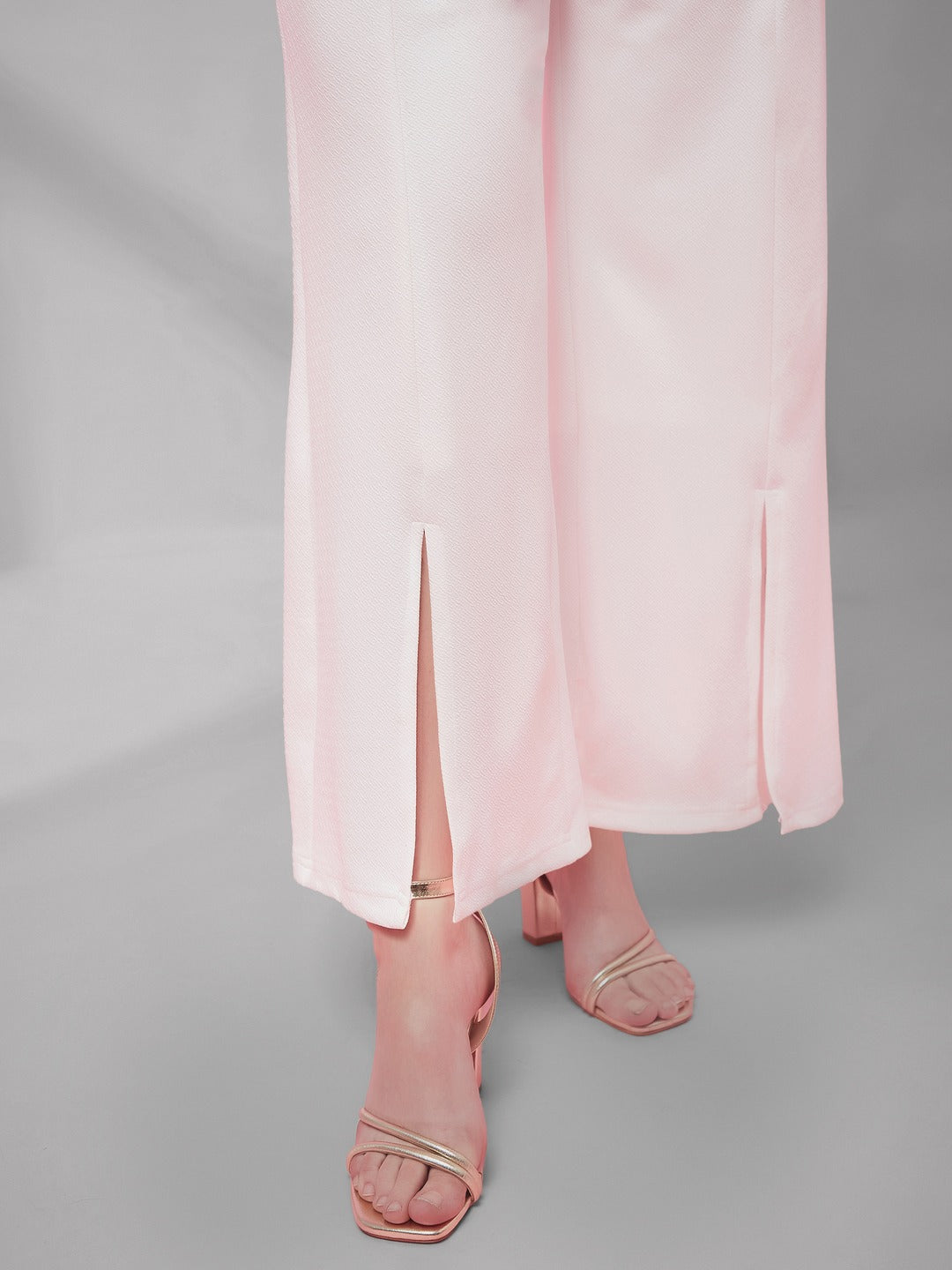 Off-White Solid Regular Length V - Neck Sleeveless Sequin Panel Wide Leg Embellished Jumpsuit for Women