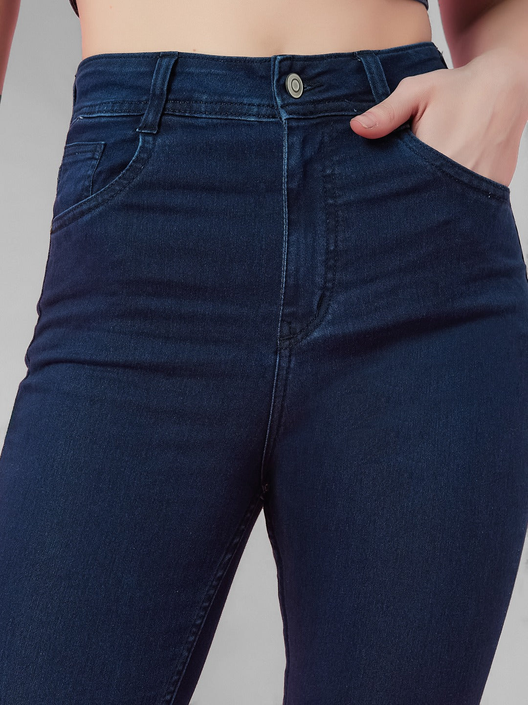 Navy Blue Skinny Fit High-Rise Stretchable Denim Jeans for Women