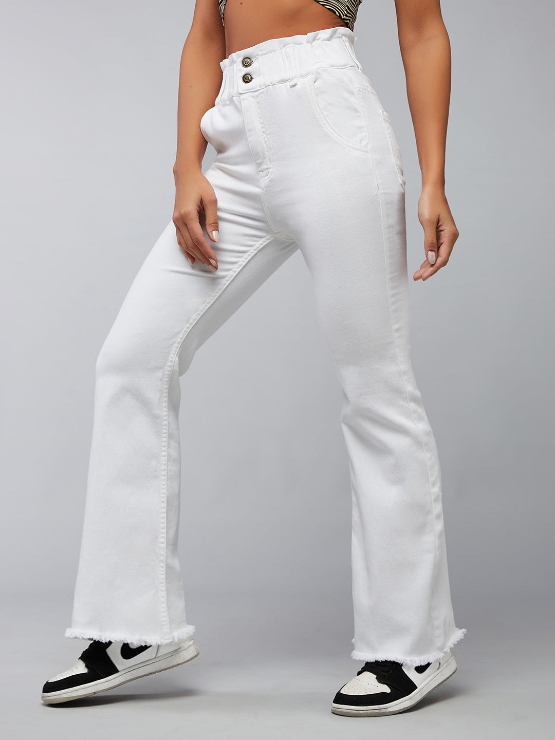 CHASEstretch™ White Flared High-Rise Ankle length Denim Jeans