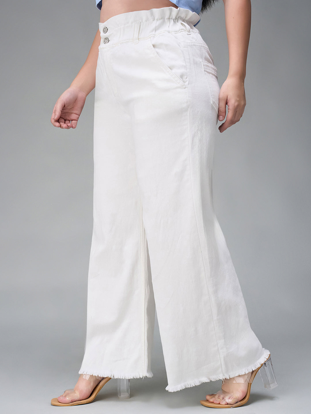 24/7 Comfort White Flared High-Rise Ankle length Stretchable Denim Jeans