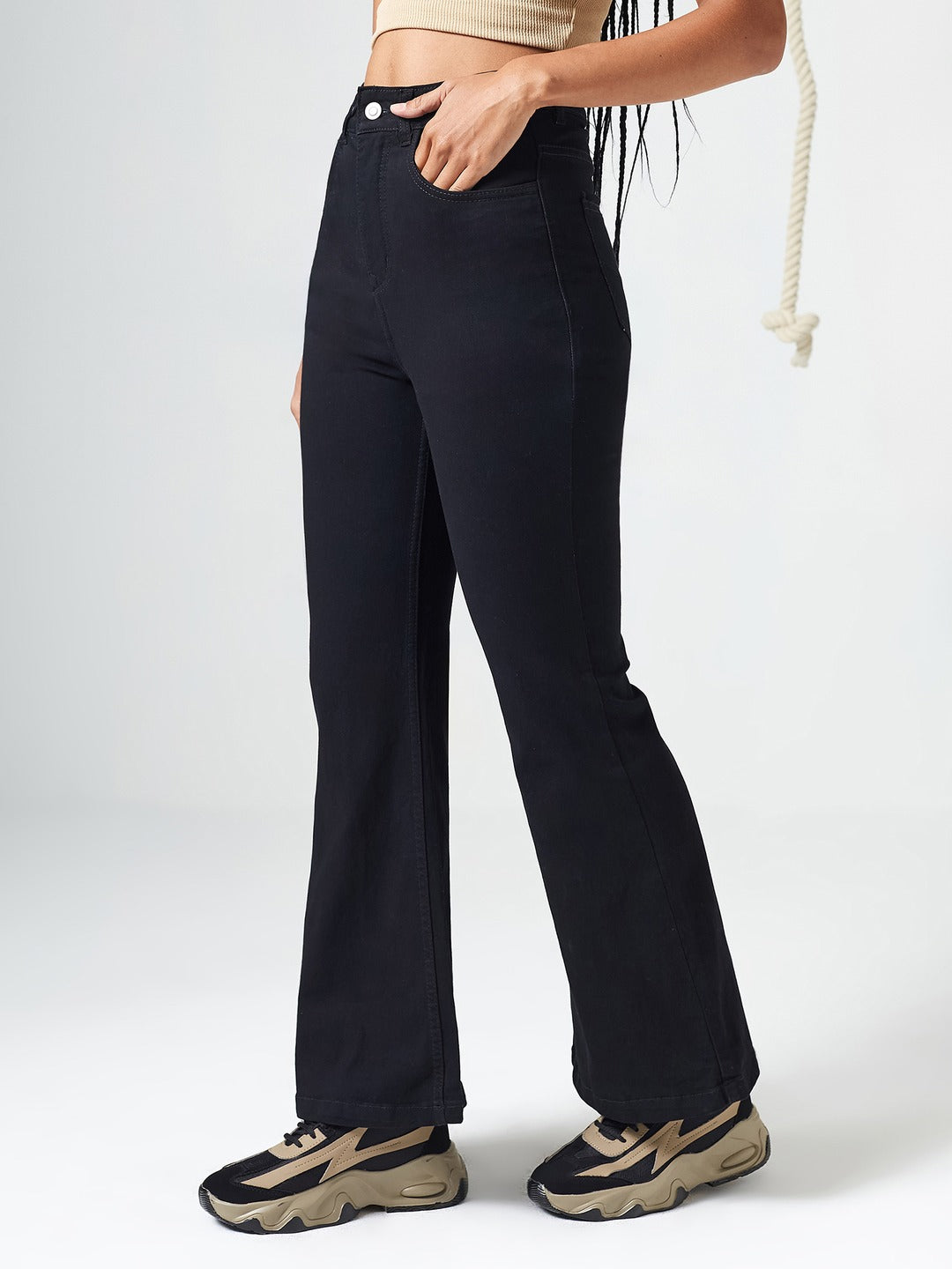 CHASEshape™ Black Bootcut High Rise Clean Look Regular Stretchable Denim Jeans for Women