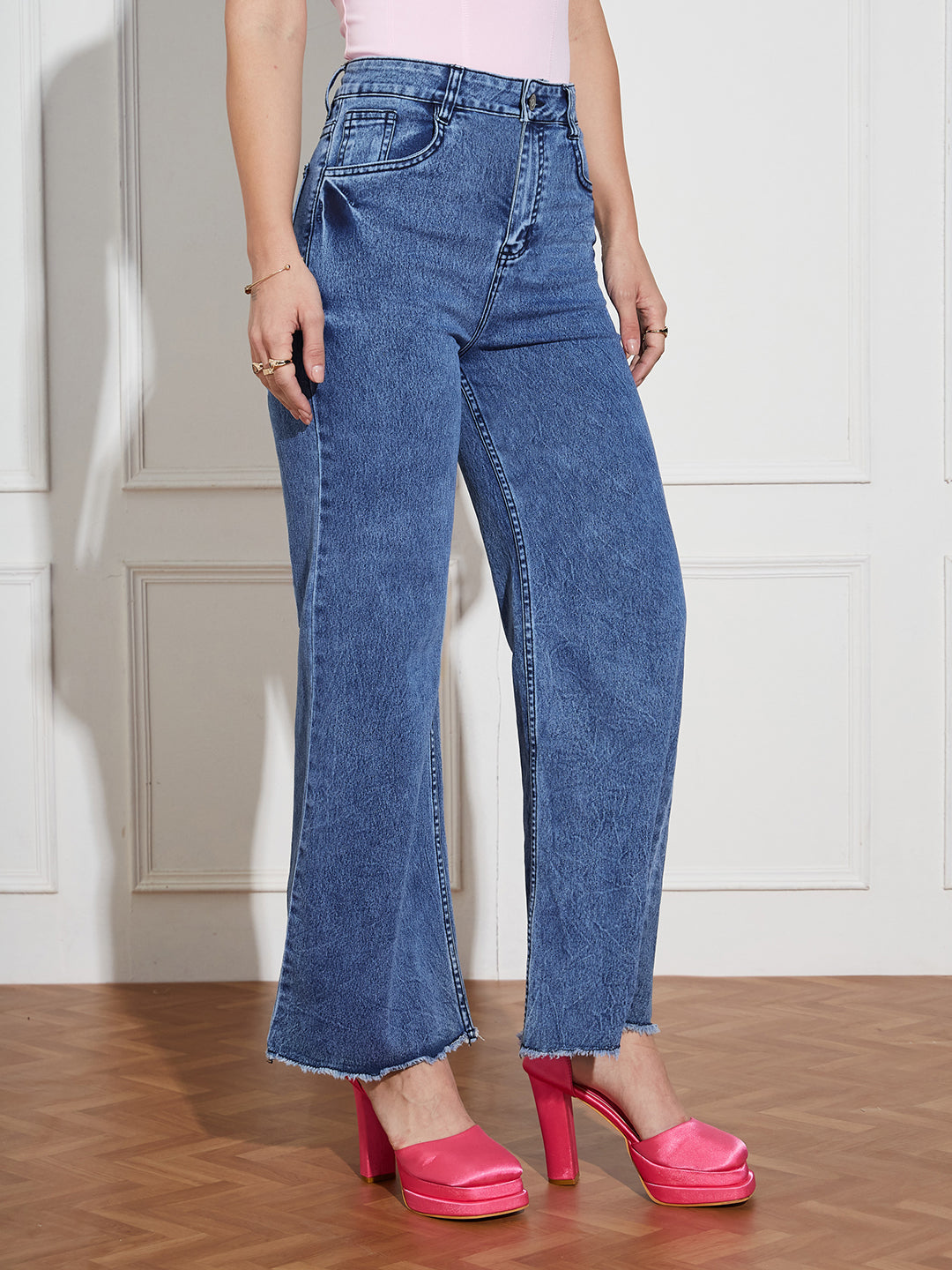 CHASEstretch™ Women's Navy-Blue Wide Leg High-Rise Denim Jeans