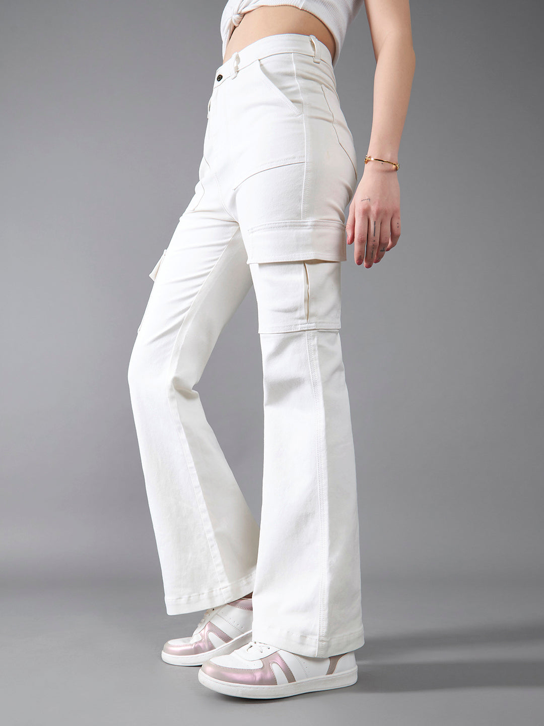 CHASEstretch™ White Wide-Leg High-Rise Denim Jeans