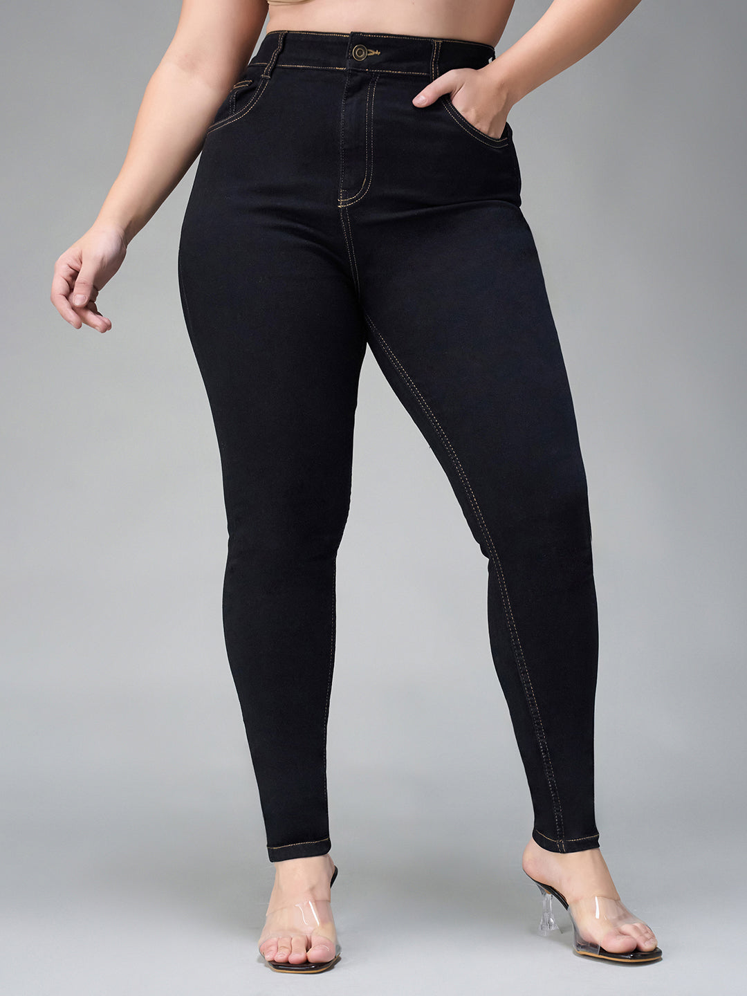 24/7 Comfort Black Skinny High-Rise Stretchable Denim Jeans