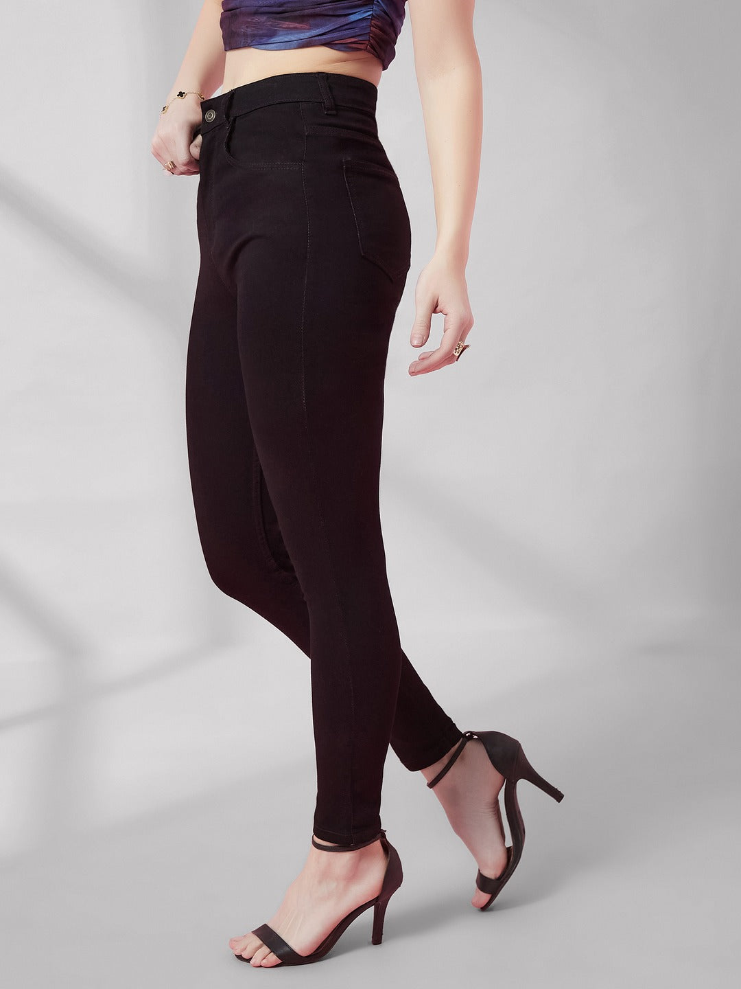 Black Skinny high-rise Regular Stretchable Denim Jeans for Women