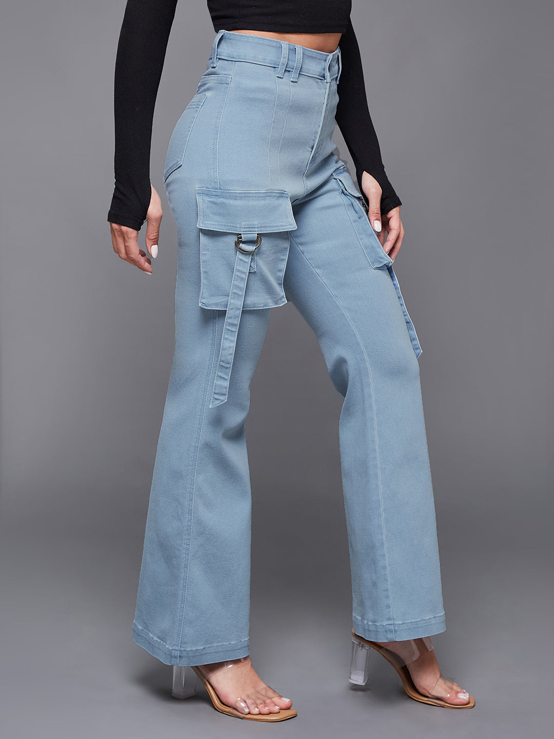 24/7 Comfort Light Blue Bootcut High-Rise Stretchable Denim Jeans
