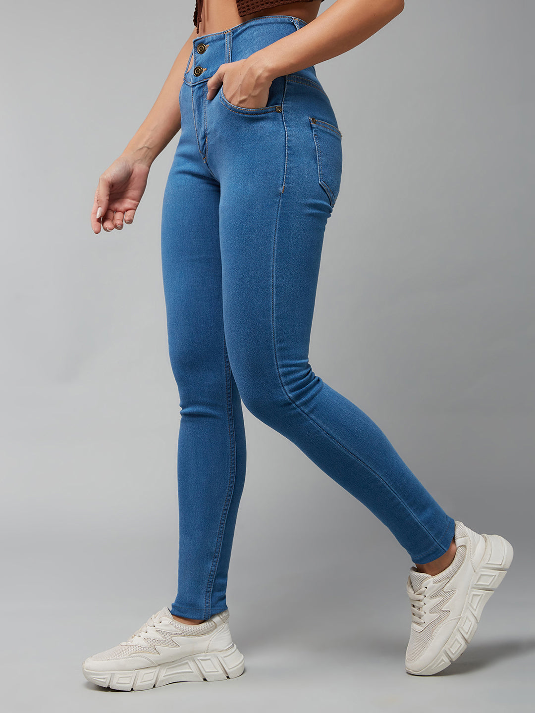 CHASEstretch™ Women's Blue Skinny-Fit High-Rise Ice-Wash Stretchable High-Rise Denim Jeans