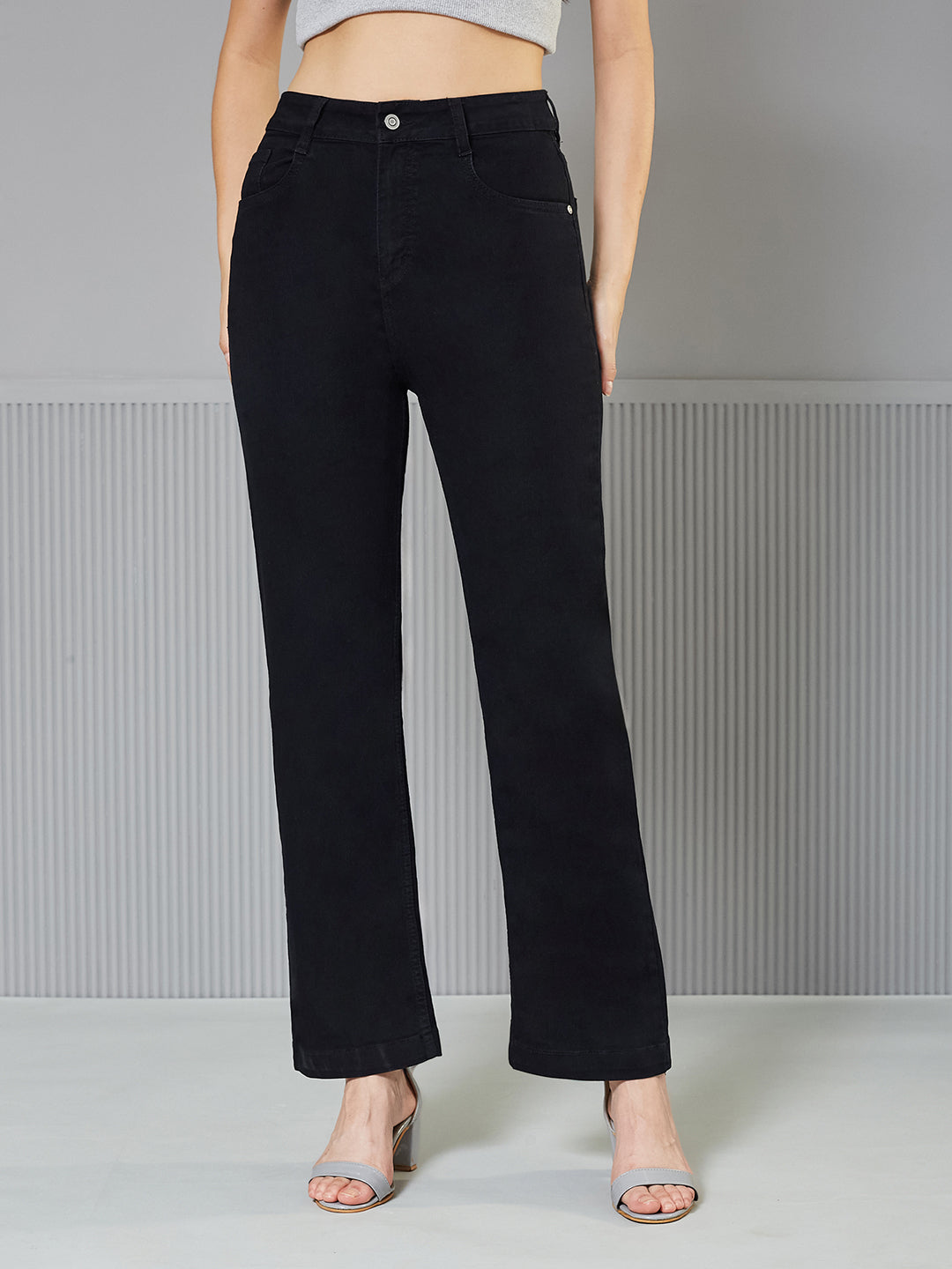 CHASEstretch™ Black Straight-Fit High-Rise Denim Jeans for Women — Miss Chase