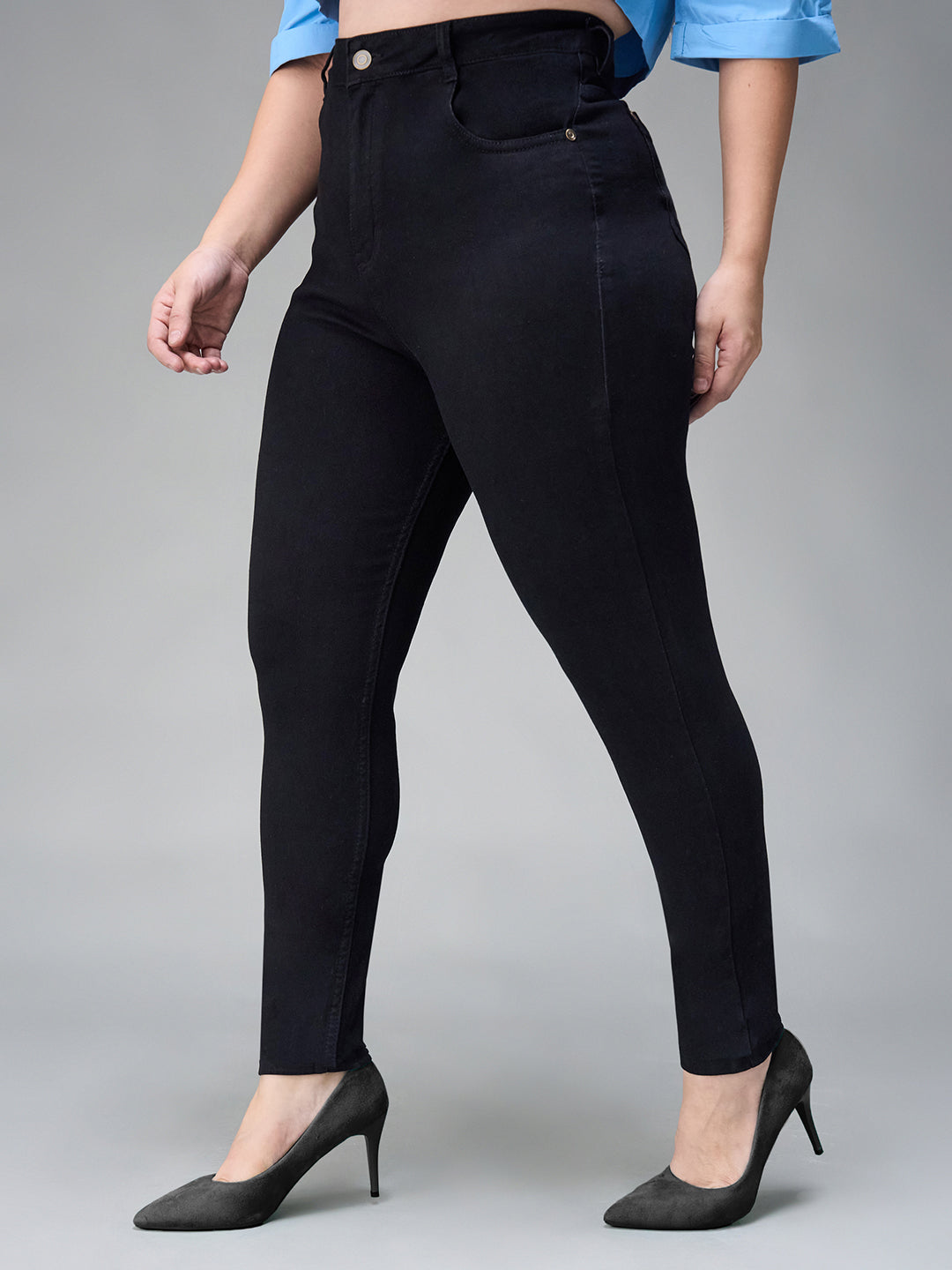 24/7 Comfort Black Skinny-Fit High-Rise Stretchable Denim Jeans