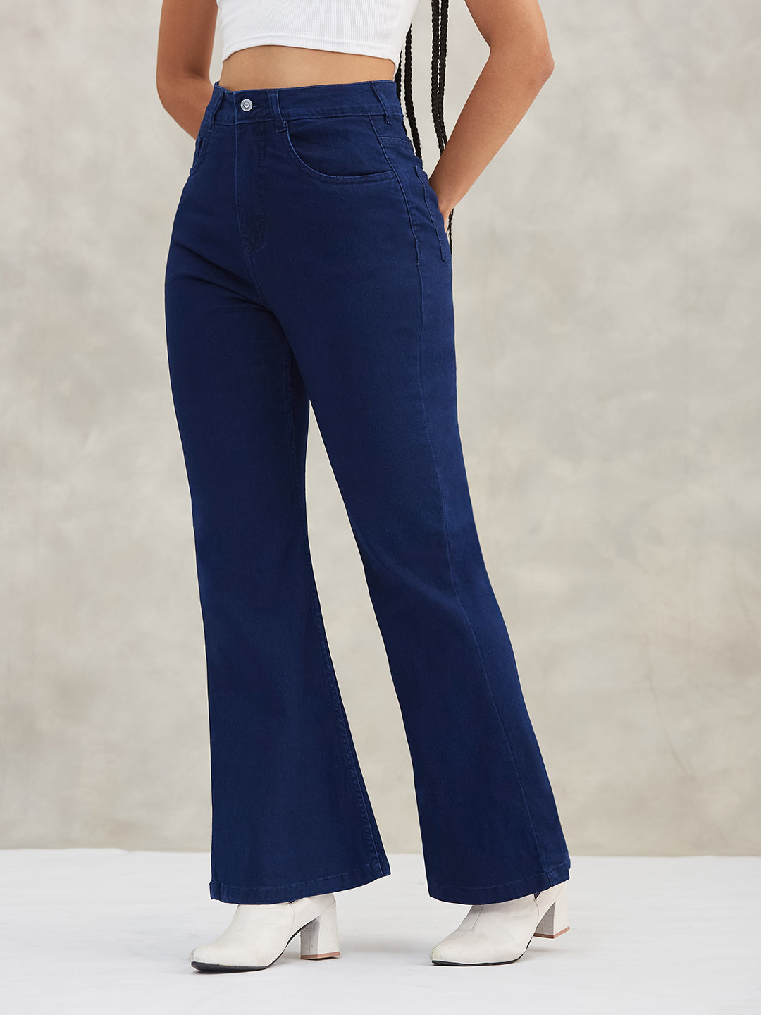 CHASEshape™ Light-Shaping Bootcut High-Rise Navy Blue Denim Jeans for Women — Dolce Crudo