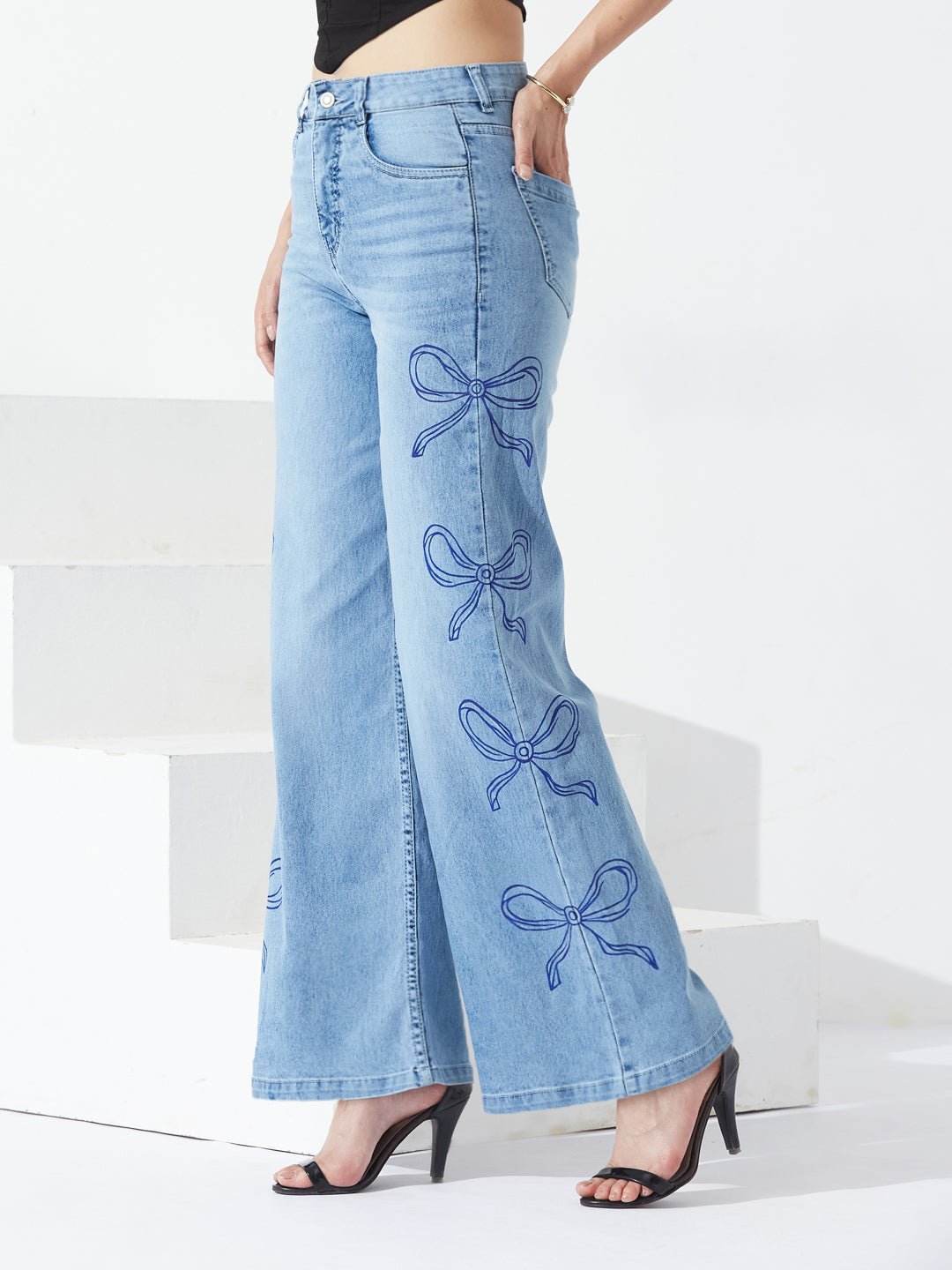 CHASEshape™ Light-Shaping Wide-Leg High-Rise Light-Blue Denim Jeans