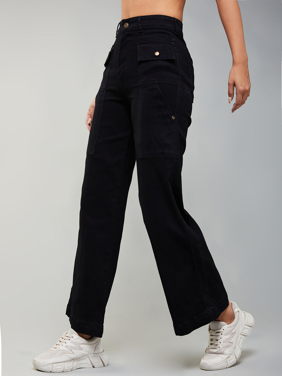 24/7 Comfort Black Flared High-Rise Stretchable Denim Jeans