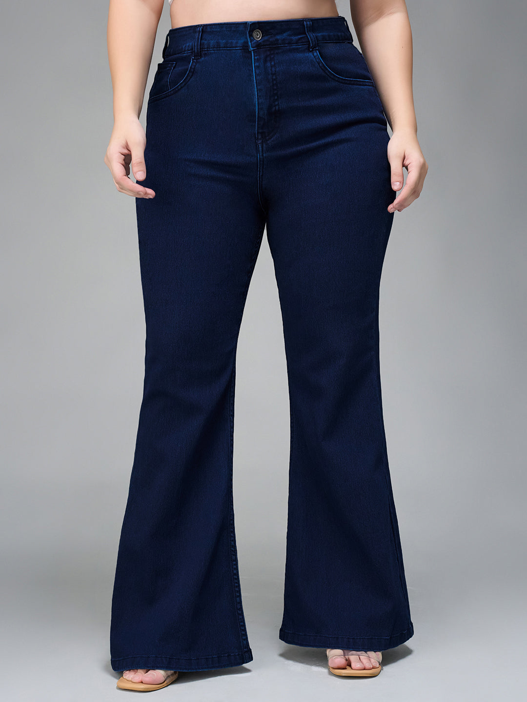 CHASEshape™ Navy-Blue Bootcut High-Rise Stretchable Denim Jeans