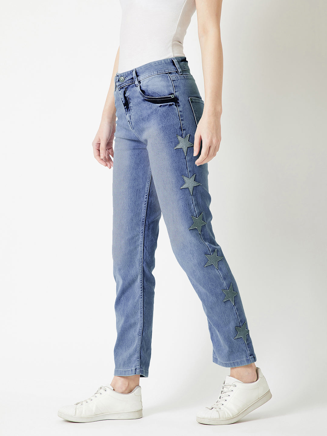 Women's Light Blue Slim-Fit High-Rise Stretchable Denim Jeans