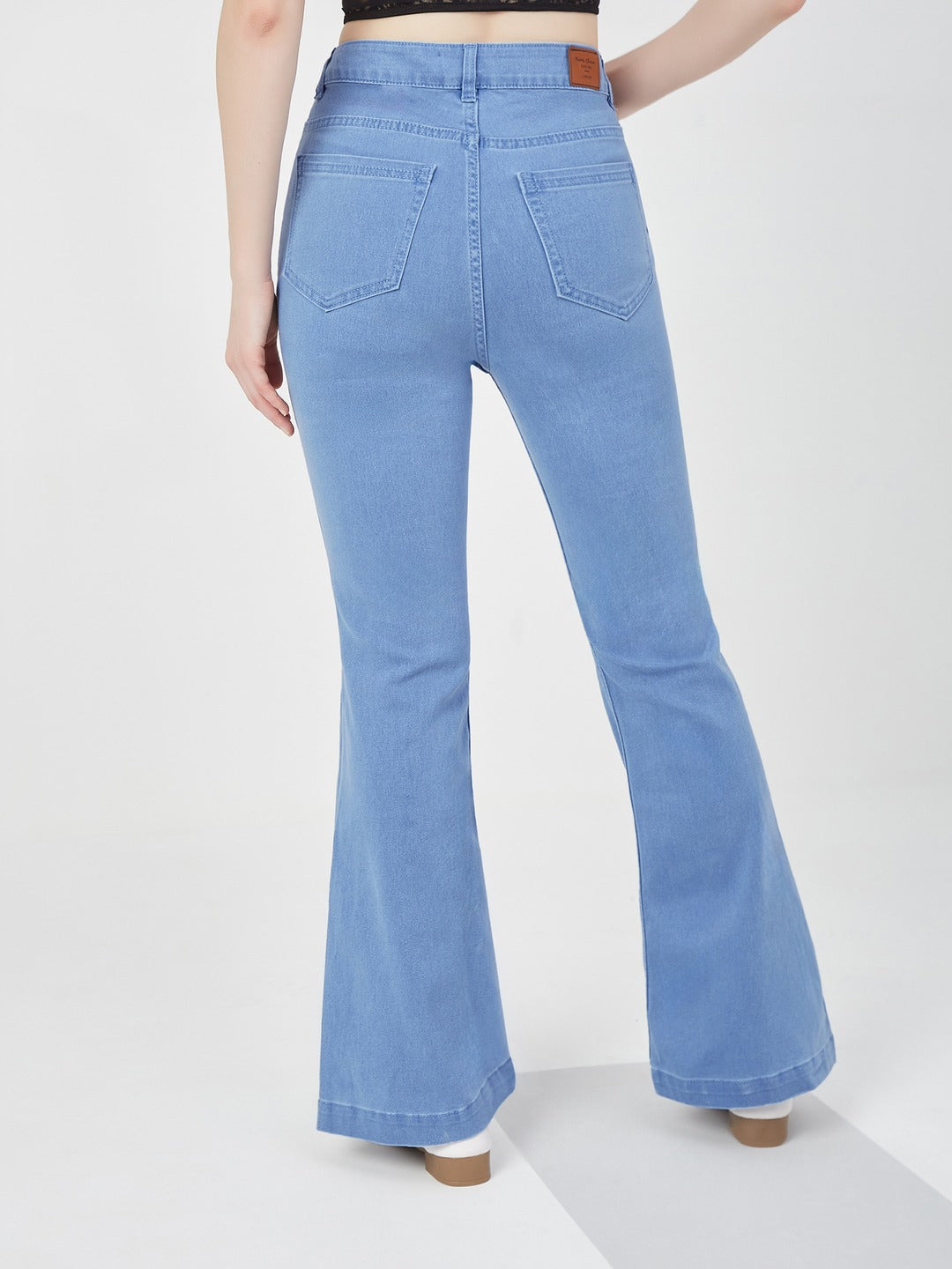 Light Blue Bootcut high-rise Regular Stretchable Denim Jeans for Women