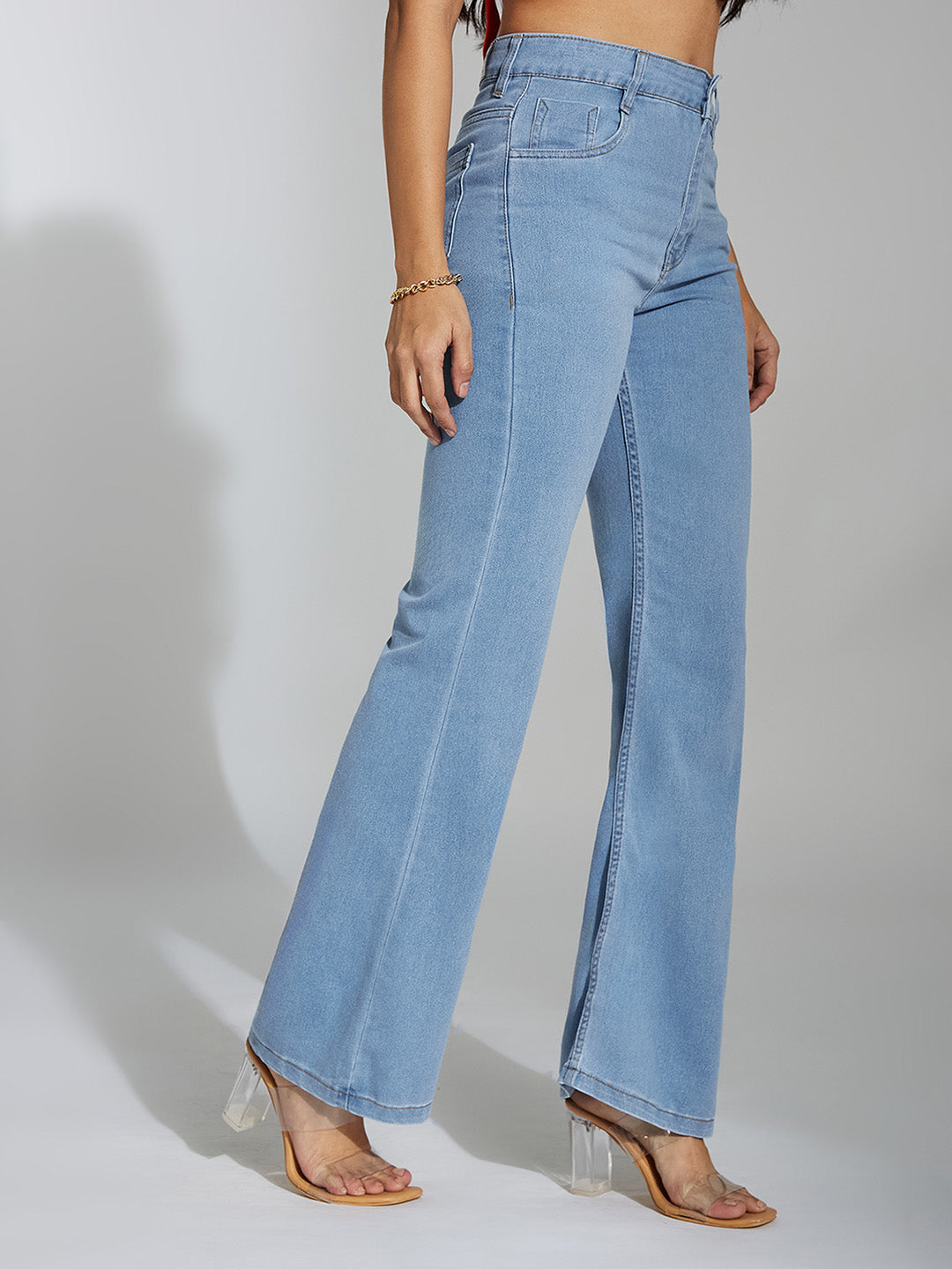 24/7 Comfort Light Blue Bootcut High-Rise Stretchable Denim Jeans