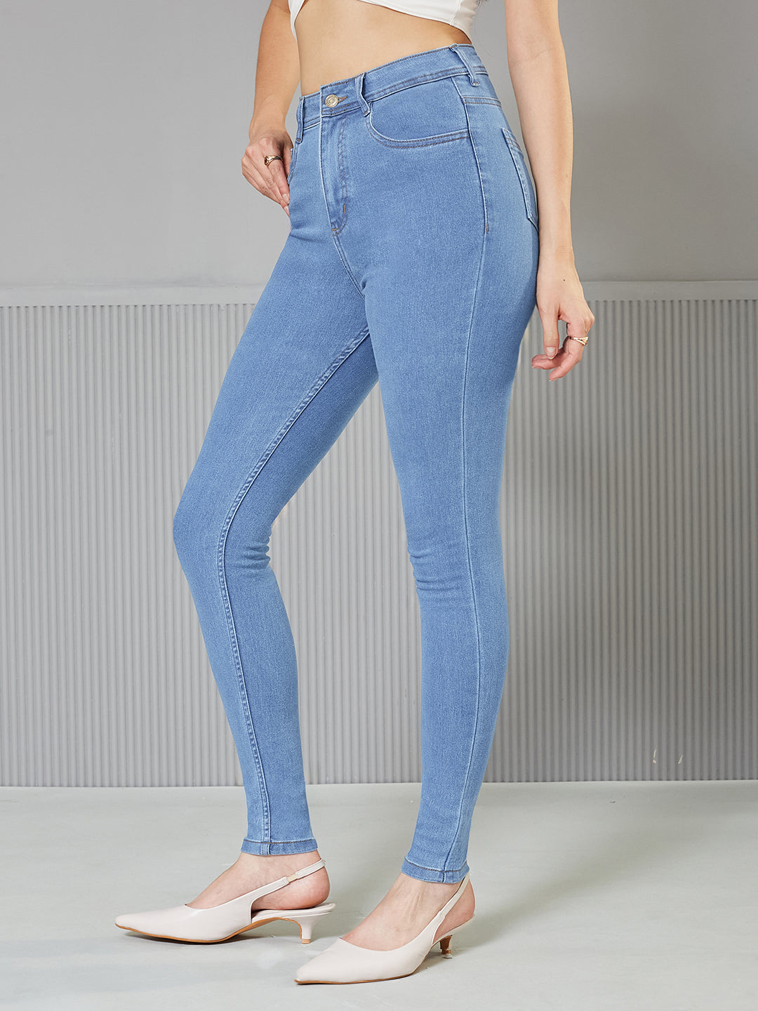 CHASEstretch™ Blue Skinny-Fit High-Rise Distressed Denim Jeans for Women — Miss Chase