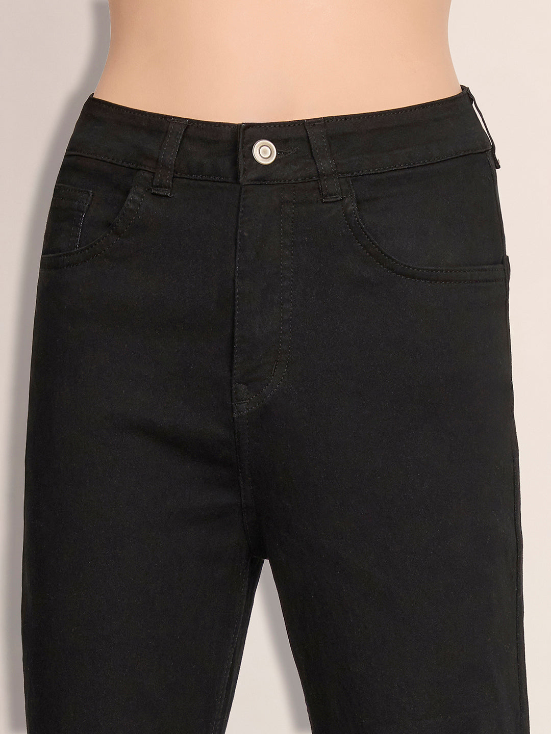 Women's Black Bootcut High-Rise Stretchable Denim Jeans