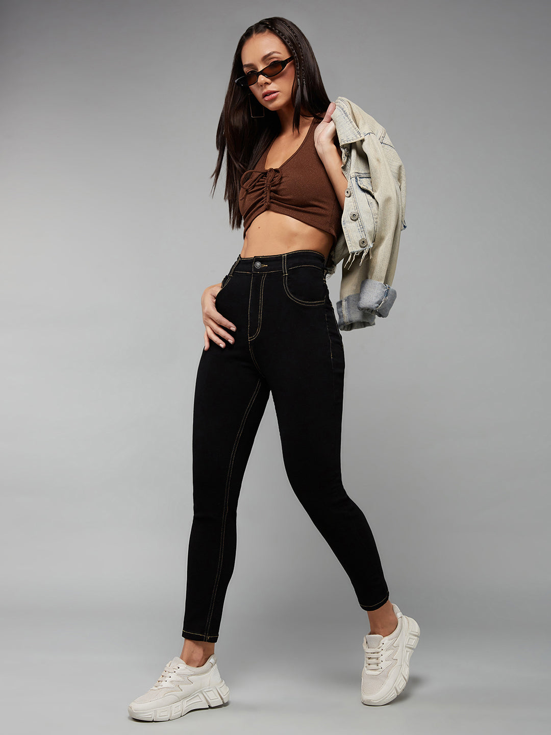 24/7 Comfort Black Skinny High-Rise Stretchable Denim Jeans