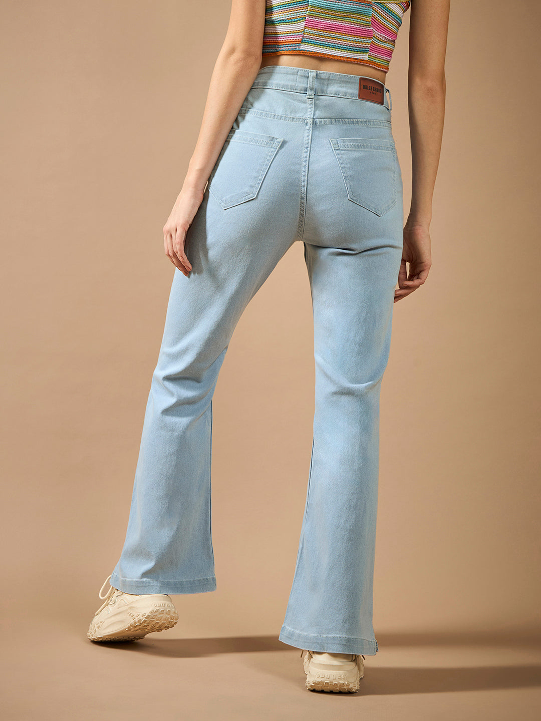 24/7 Comfort Light Blue Bootcut High-Rise Stretchable Denim Jeans