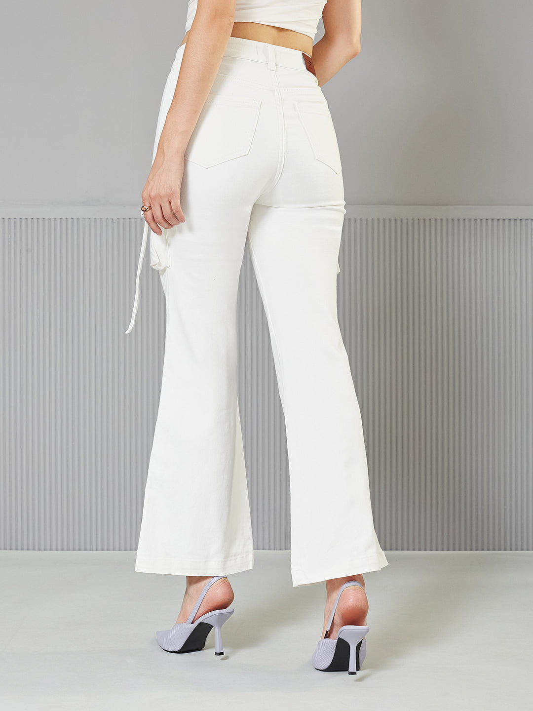 Women's White Bootcut High-Rise Regular Stretchable Denim Jeans